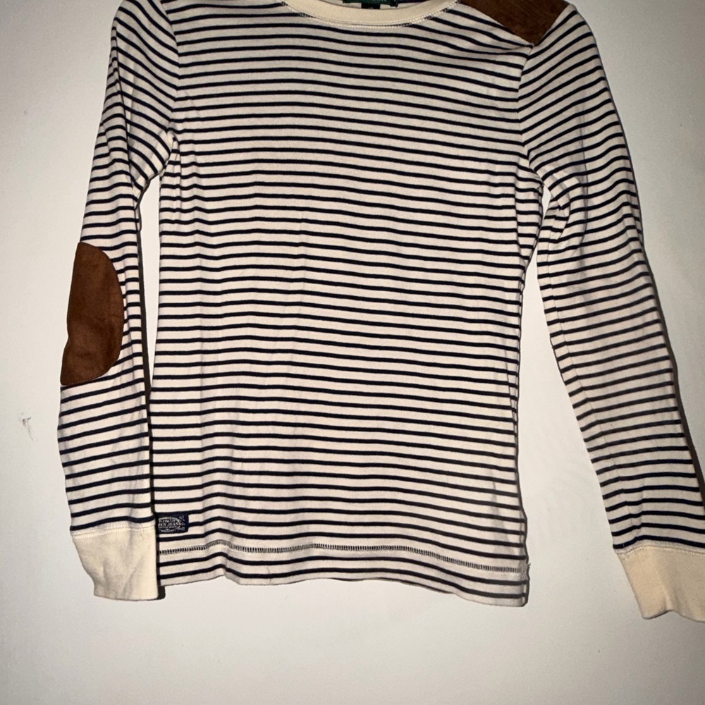 Ralph Lauren Navy Striped Shirt with Brown Accents